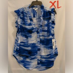 DKNY Women's Top in Blue and White